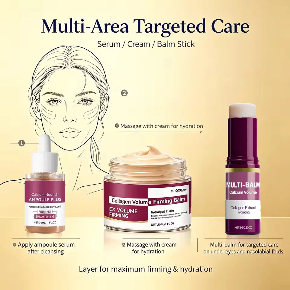 Calcium Skincare Set-Antioxidant Firming Serum Cream Fade Fine Lines  Boosting Face Care