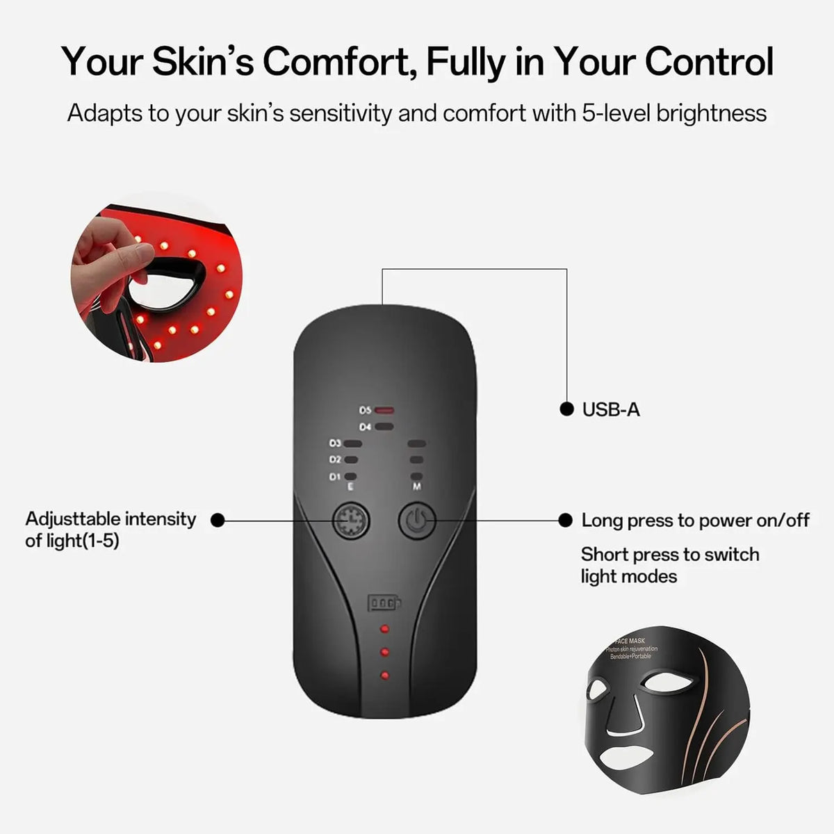 Flexible Silicone Face and Neck Mask 7 Colors High Energy Photon Masks Wireless LED Facial Mask Effortless Daily Skin Care
