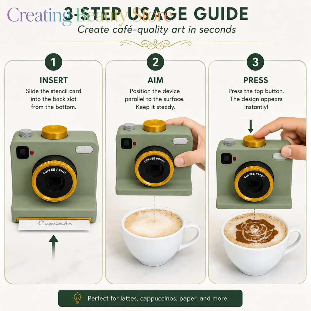 3D Printed Latte Art Camera,One‑touch Coffee Printer Chocolate Foam Machine