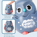 Classic Wind Up Interactive Owl Shaped Press Mechanical Sliding Toys for Boys Girls Birthday Xmas Gift