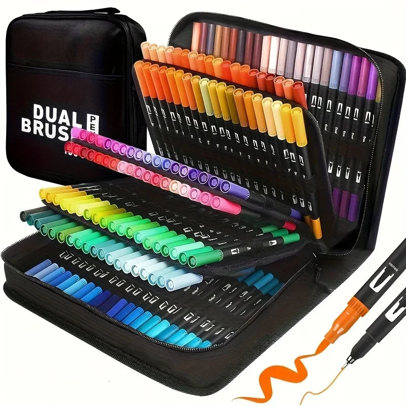 Vibrant Double-Ended Watercolor Markers – Art Set for Drawing & Crafts, Durable Plastic Bodies, Christmas Gift