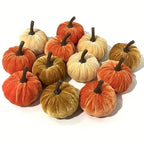 10pcs Velvet Artificial Pumpkin Decoration Desktop Pumpkin Halloween Decoration