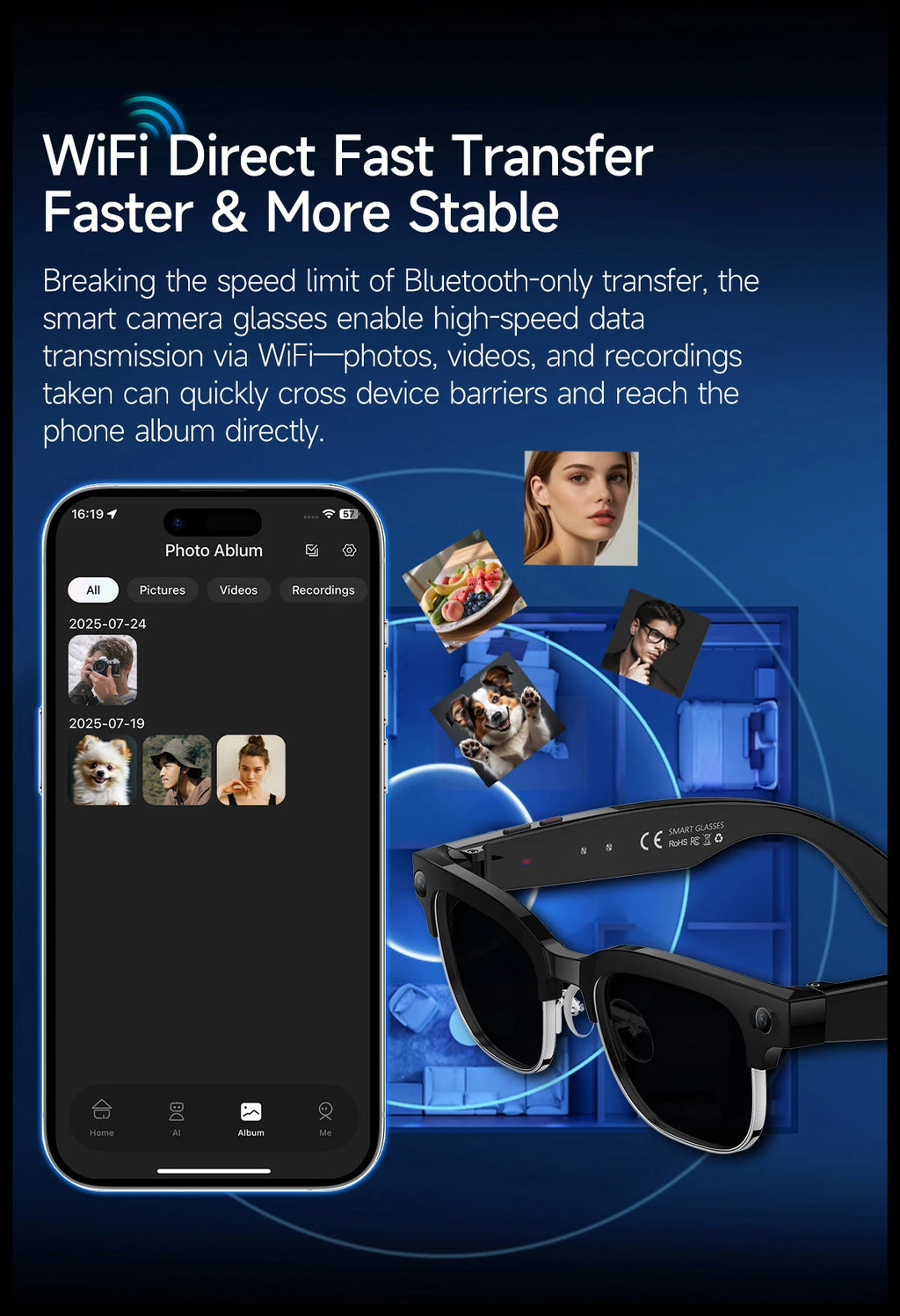 2026New 800W Pixel Camera Smart Glasses Men Video Recording AI Photo Recognition Bluetooth Call Voice Translation Sunglasses Man