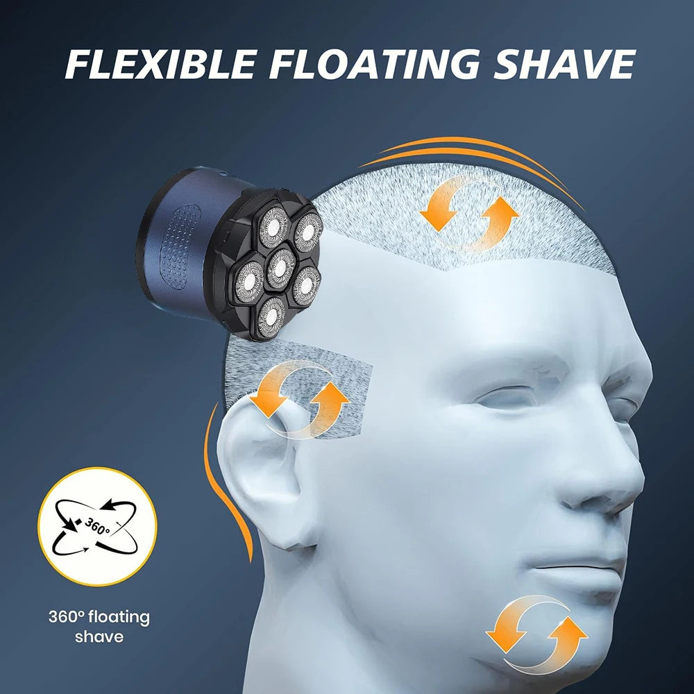 Electric Head Shavers for Bald Men -  Waterproof 6D Magnetic Stainless Head, Upgraded Smooth Shave, Wet & Dry, Type-C Charging, Easy Clean, LED Display, Gifts for Men