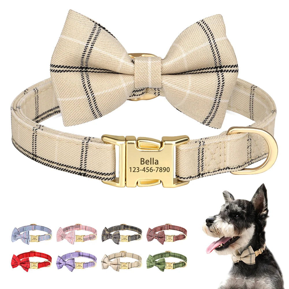 Personalized Dog Collar Cute Bowtie Puppy Cat Free Engraving  Small Medium Dogs Cats Chihuahua Yorkshire