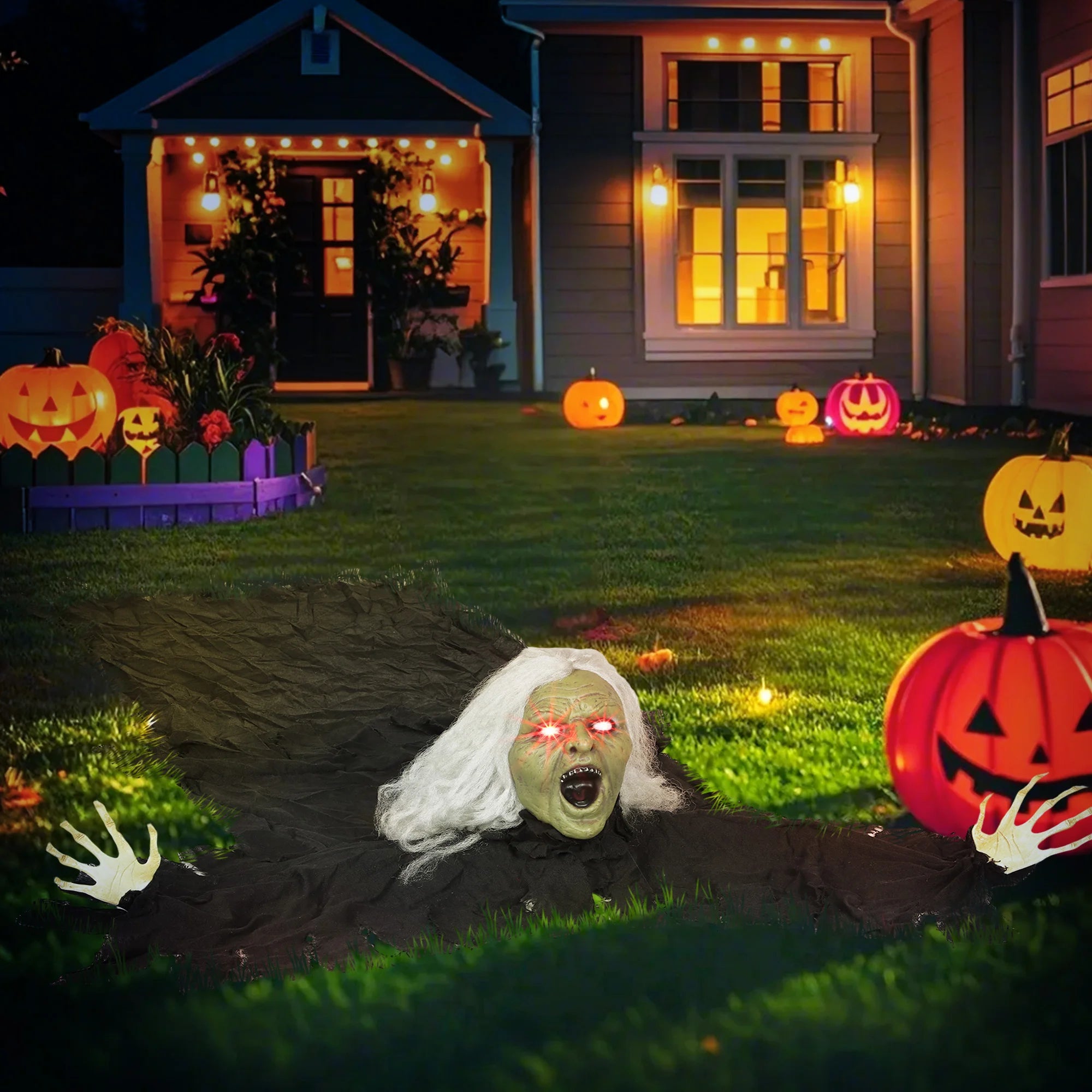 Outsunny Life-Size Crawling Zombie Halloween Decoration – 183cm