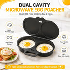 Microwave Egg Poacher Dual Cavity Breakfast Maker with lid