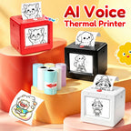 AI Voice Smart Thermal Printer! 58mm Mini Portable Bluetooth Photo Sticker Picture Print Device Fun Print with White Color Paper