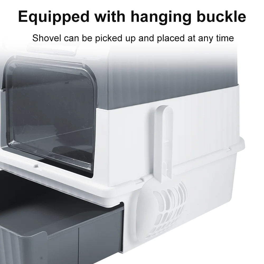 Enclosed Hooded Cat Litter Box with Scoop