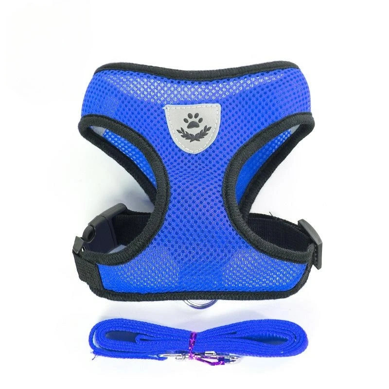 Breathable Mesh Dog & Cat Harness with Lead – S to XL