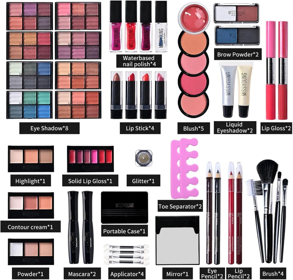 FantasyDay All In One Makeup Kit, Xmas Full Makeup Gift Set for Women Girls | Complete Makeup Collection with Eyeshadow Palette Lipgloss Mascara Concealer, Cosmetic Essentials for Daily, Special Occasion