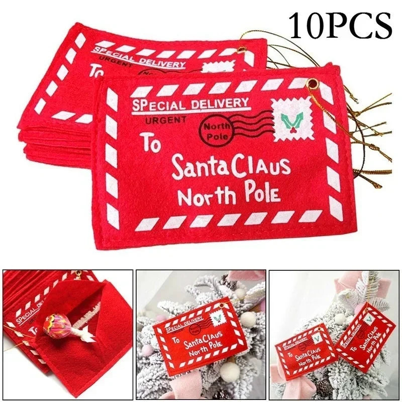 Santa Letter Felt Gift Envelopes – 10 Pack