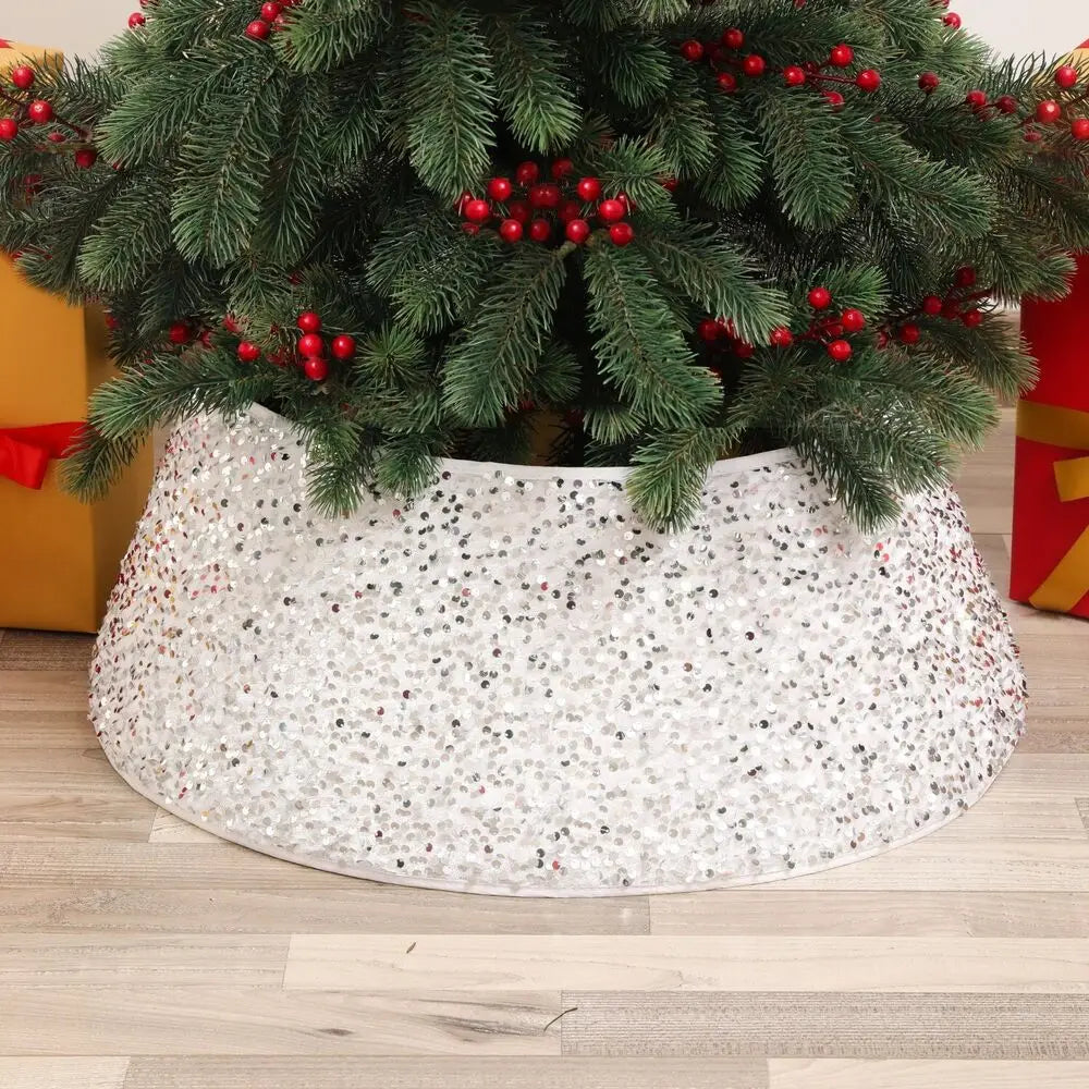 Stereoscopic Christmas Sequins Tree Cover Skirt Home Xmas Tree Surround