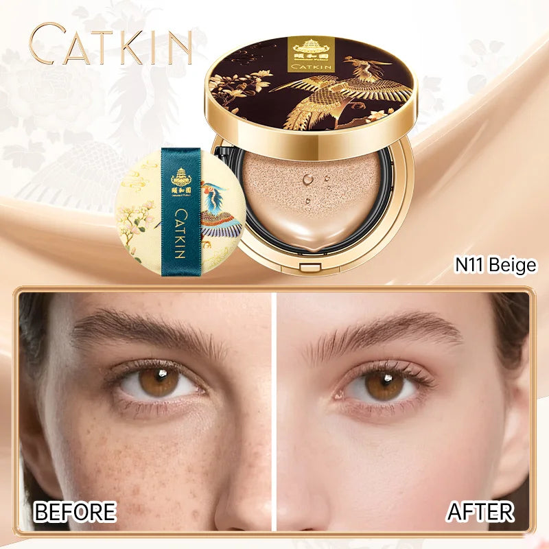 Catkin Phoenix Cushion Foundation Full Coverage, Sheer Satin Finish,  Light Beige