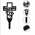 Metal Cross Yard Stake Iron Cemetery Memorial Decoration Grave Marker Garden Sign Remembrance Symbol for Loved Ones Cemetery