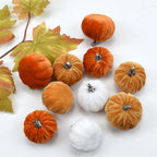 10pcs Velvet Artificial Pumpkin Decoration Desktop Pumpkin Halloween Decoration