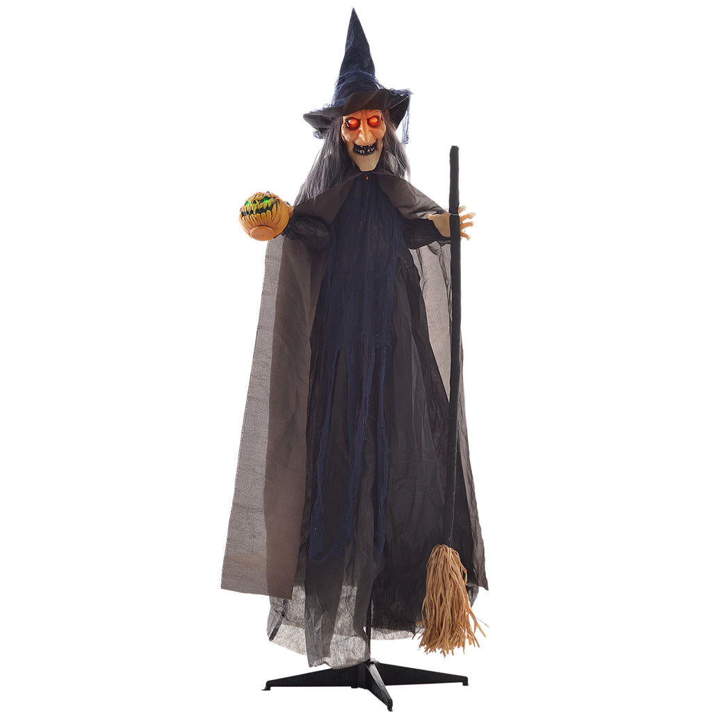 HOMCOM Animated Halloween Witch Prop with Light-Up Eyes – 107cm