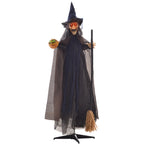 HOMCOM Animated Halloween Witch Prop with Light-Up Eyes – 107cm