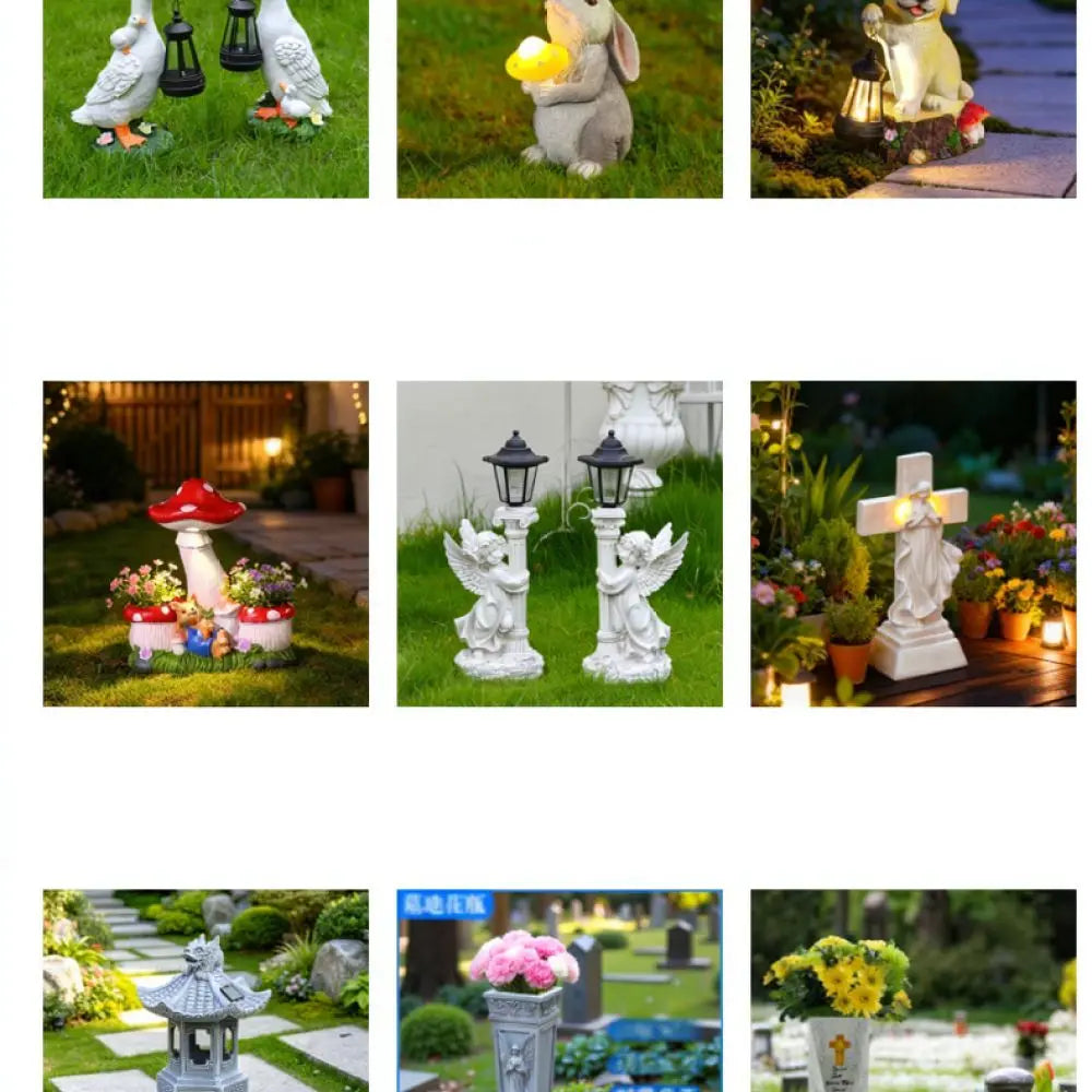 Solar LED Cross Grave Vase Outdoor Commemorative Flower Holder Garden Cemetery Memorial Decoration Light Ornament Base