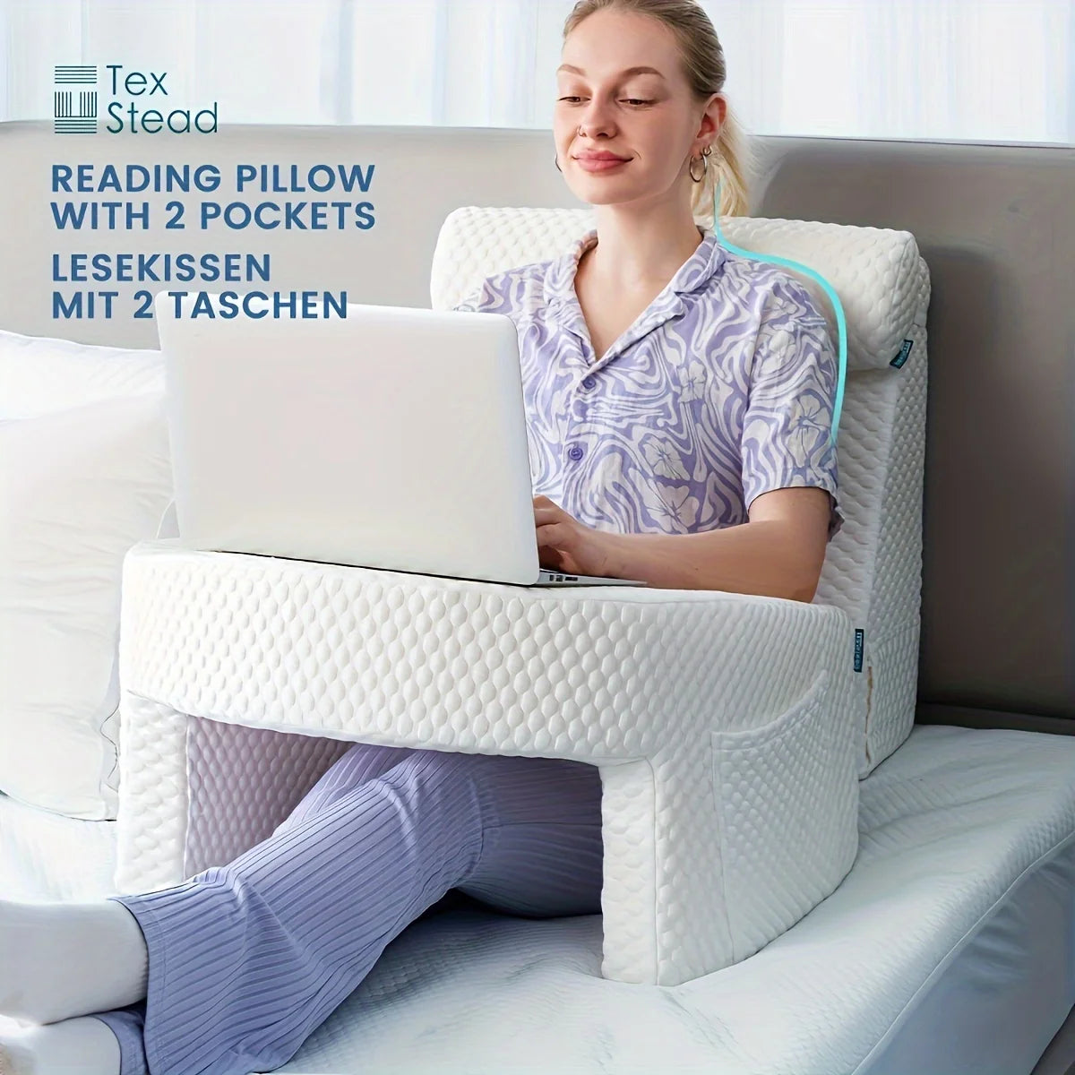 Extra-Large Memory Foam Reading Pillow with Armrests