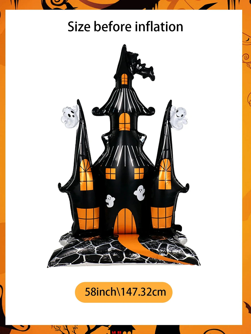 1pcs Halloween 58-inch Super-large Haunted House Castle Standing Aluminum Foil Balloon Horror Halloween Haunted House Party