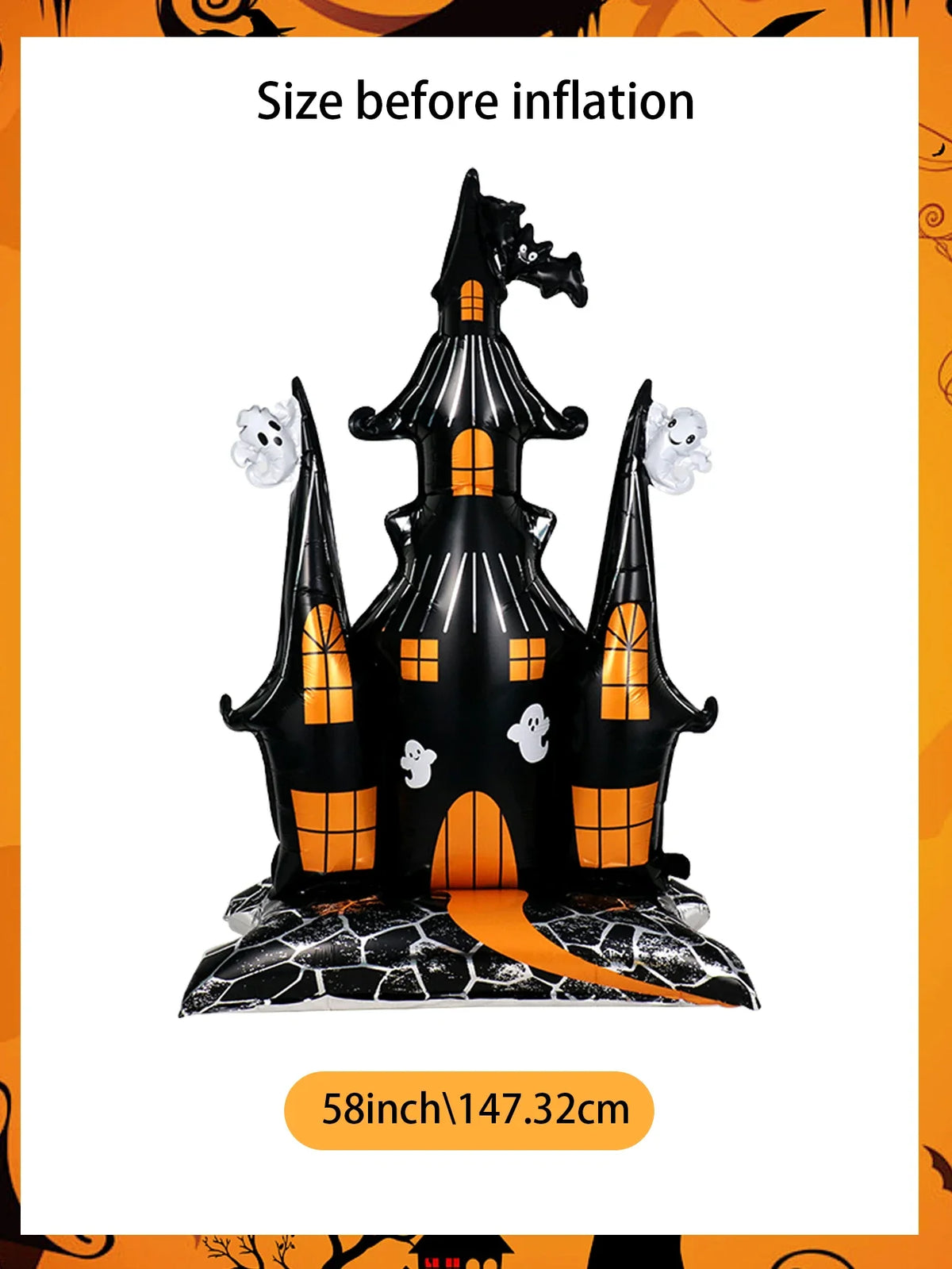 1pcs Halloween 58-inch Super-large Haunted House Castle Standing Aluminum Foil Balloon Horror Halloween Haunted House Party