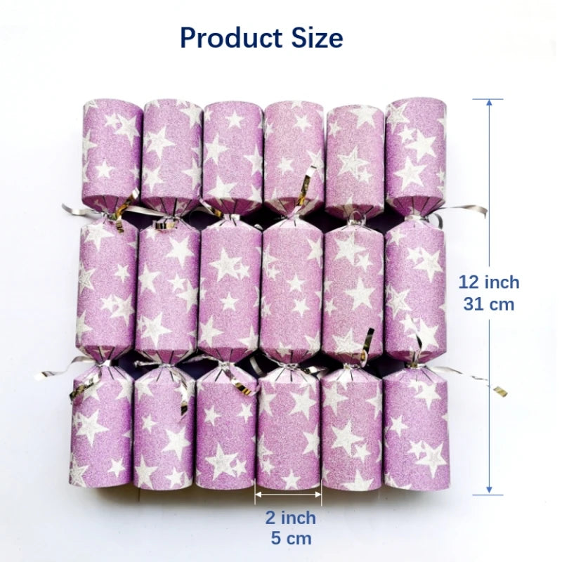12 Inch Christmas Crackers Set of 6pcs, Christmas poppers, Christmas crackers with snap and prizes for adults