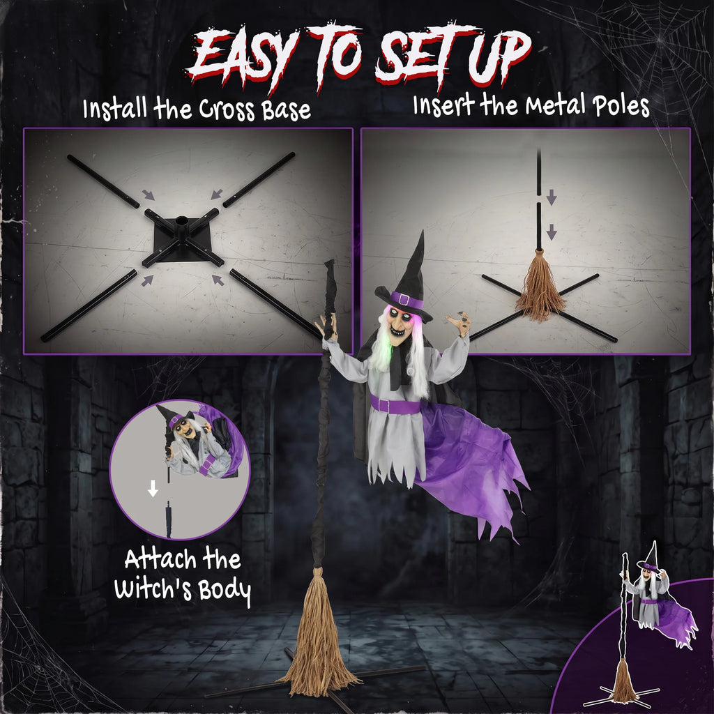 HOMCOM Life-Size Animated Halloween Witch – 200cm
