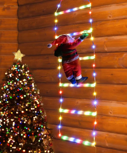 Santa Climbing Ladder Lights — 1.5m or 3m, 8 Modes