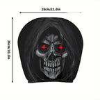 2Pcs Death Skull Flame Red Eye Print Car Headrest Cover Elastic Neck Support Auto Headrest Protector Easy Install Universal Car