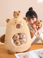 Six Balls Capybara Bag Cartoon Newt Animal Squishy Mini Dolls Plush Pillow Office Nap Food Snack Plushie Peluche Gift
