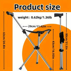 2-in-1 Folding Cane and Chair Foldable Travel Cane, Suitable for Hiking, Camping, Outdoor Activities