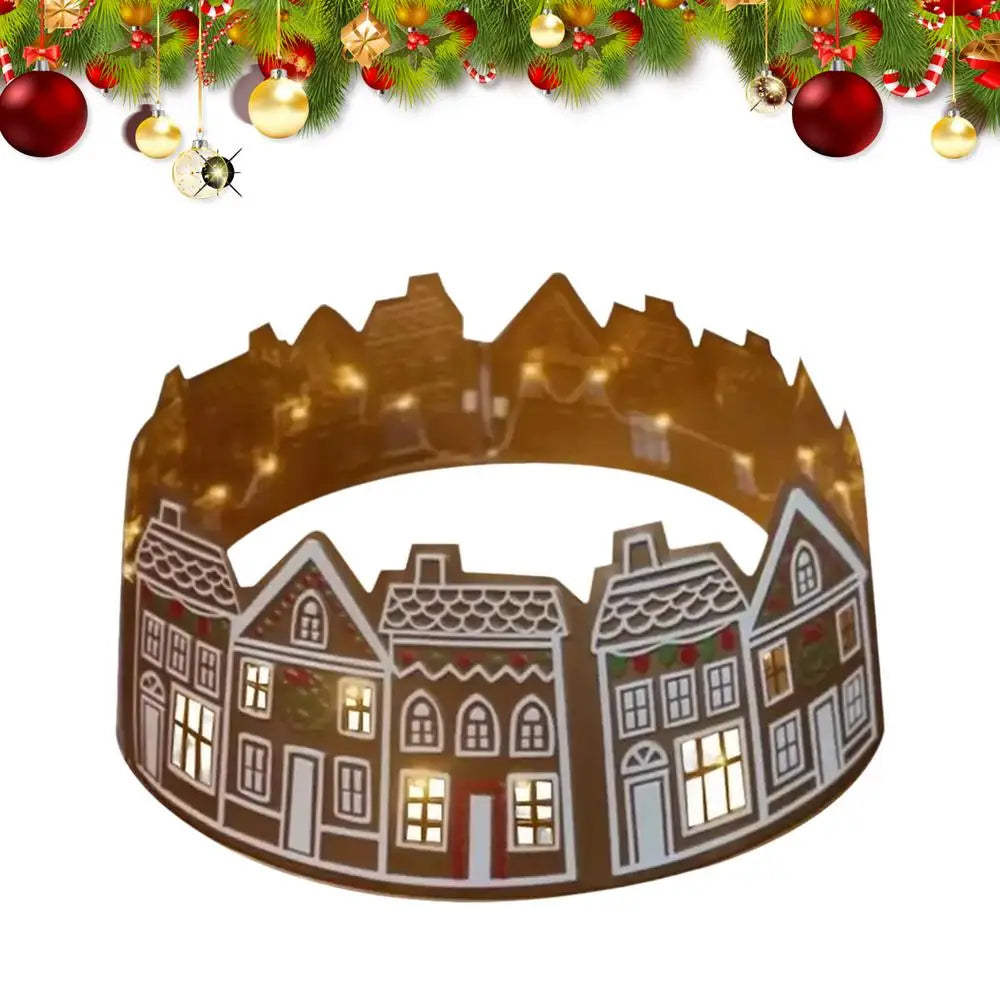 66/72cm Christmas Tree Collar Christmas Tree Top Decor Gingerbread House Skirt Collar Reusable Tree Ring Stand Winter Holiday