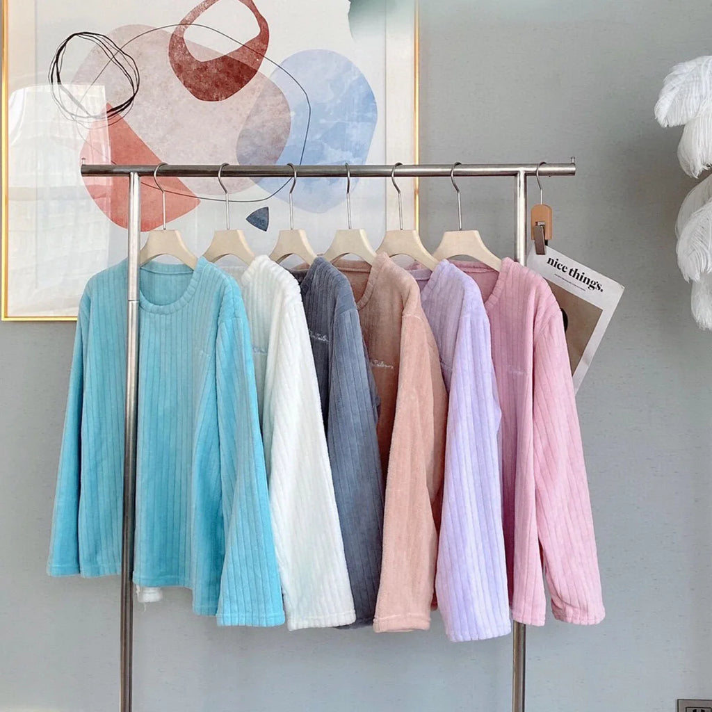 Soft Coral Velvet Jacquard Warm Pajama Set for Women Cozy Loungewear Outerwear for Winter Christmas Valentine's Day Gift