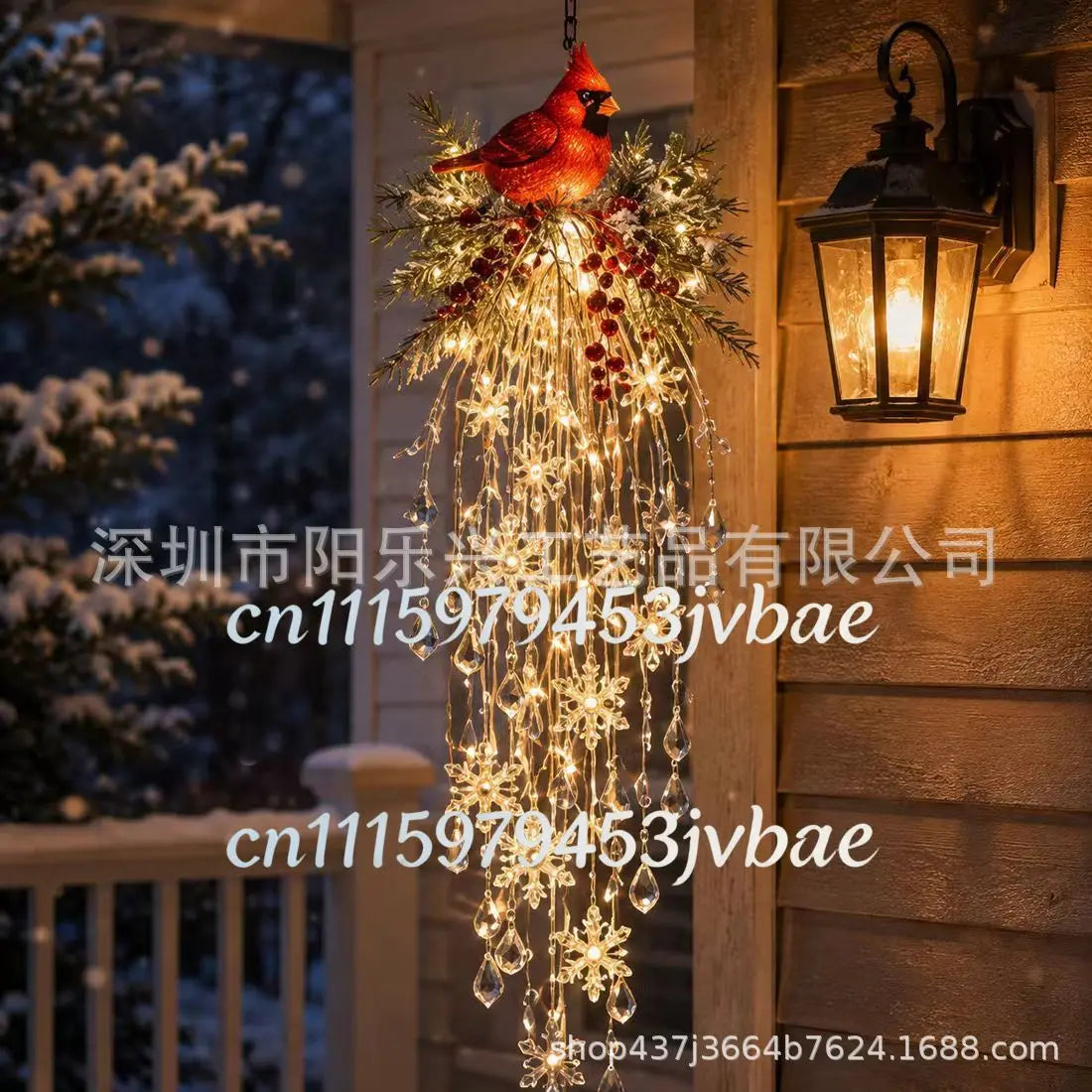 Glow Hanging Ornament Christmas Snowman Elk Ice Crystal Light Hanging Decoration