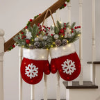 2026 Christmas Garland Creative Glove Shaped Wreath Window Door Garden Gate Decorative Hanging Holiday Party Decor Door Sign