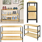 3 Tier Bamboo Shoe Rack ,Black/Natural