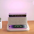 6-in-1 Bluetooth Alarm Clock – Wireless Charger, Speaker Night Light (3 Colors) for IPhone, Apple Watch, AirPods  iphone charger