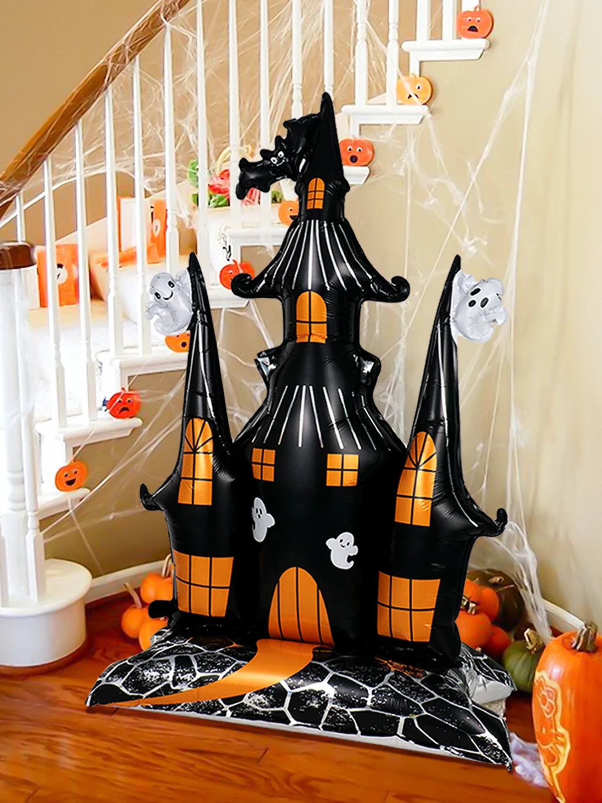 1pcs Halloween 58-inch Super-large Haunted House Castle Standing Aluminum Foil Balloon Horror Halloween Haunted House Party