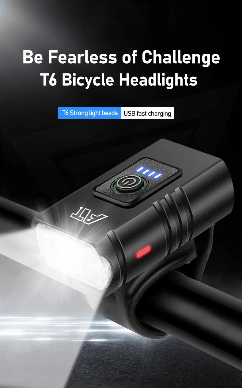 2 T6 Bicycle Front Light Type-C Charging Bicycle Headlight MTB Road Bike Headlamp for Night Riding Safety Cycling Accessories