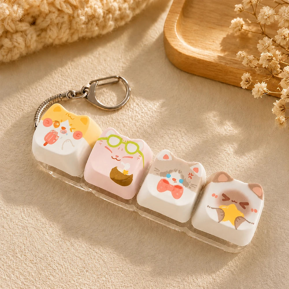 Cat Keyboard Fidget Keychain — 4 Keys