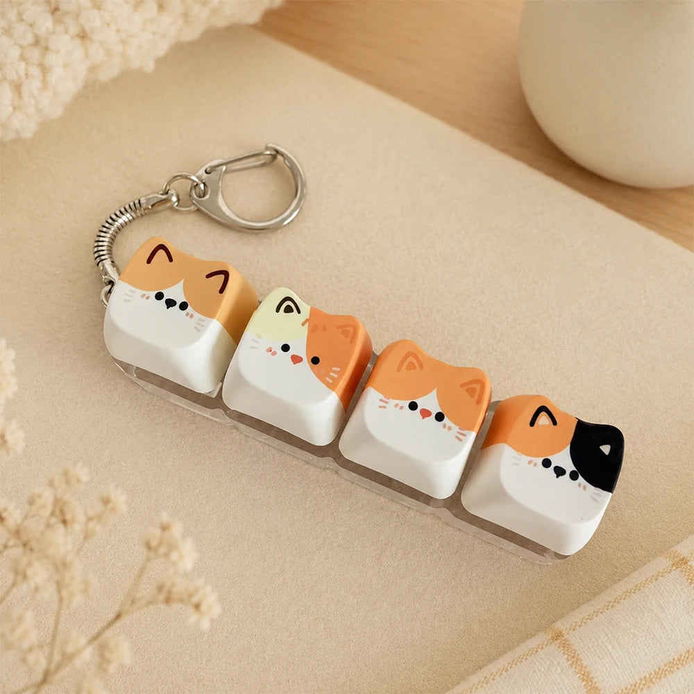 Cat Keyboard Fidget Keychain — 4 Keys