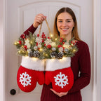 2026 Christmas Garland Creative Glove Shaped Wreath Window Door Garden Gate Decorative Hanging Holiday Party Decor Door Sign