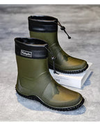 Men Rain Boots Fashion Mid-calf Rubber Boot Outdoor Waterproof Garden Work Shoe Non Slip Fishing Rubber Galoshes Men Rubberboots