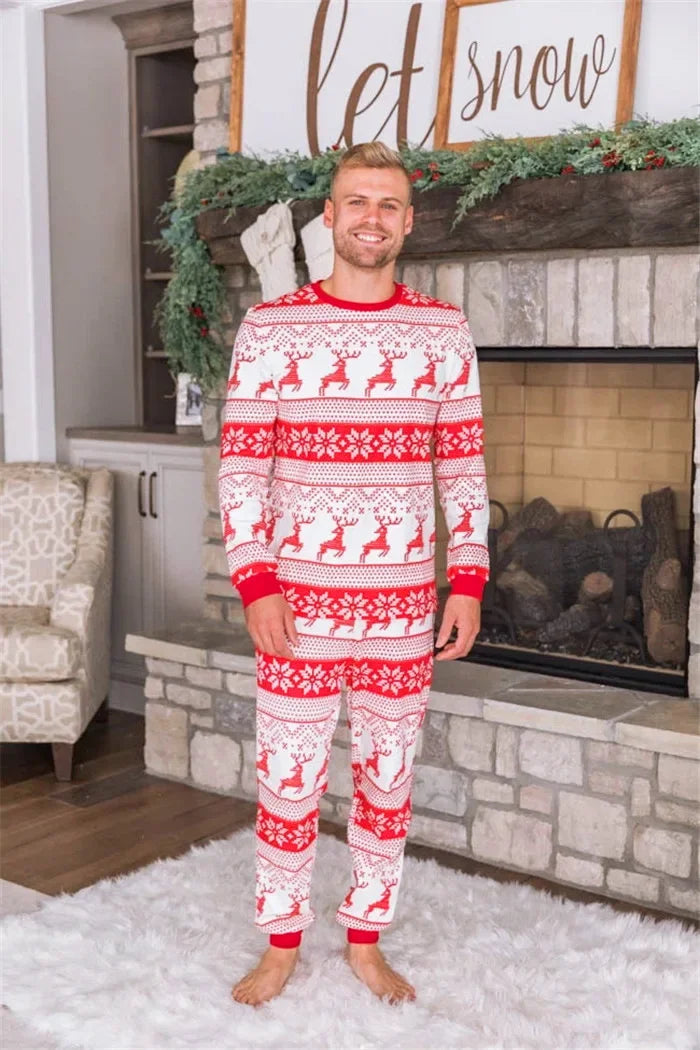 Merry Christmas Allover Print Pajamas Family Matching Outfits Mom Daughter Dad Son Clothing Sets Baby Romper Pjs Xmas Party Look