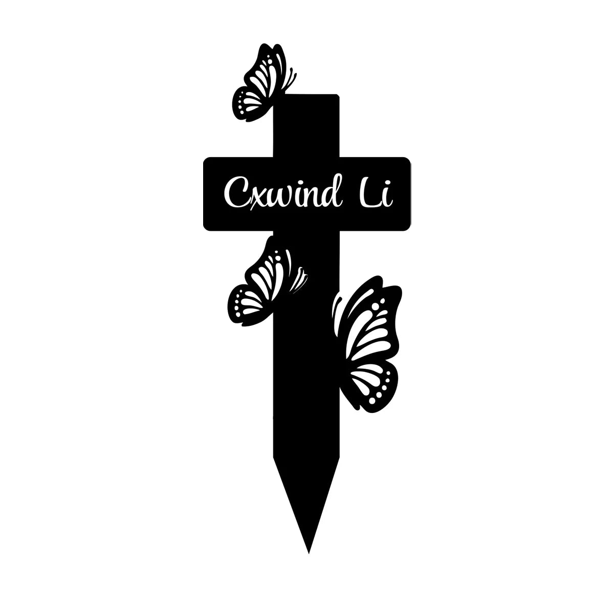 Custom Butterfly Cross Memorial Stake Personalized, Memorial Cross Stake, Metal Cross with Butterflies for Garden, Metal Grave