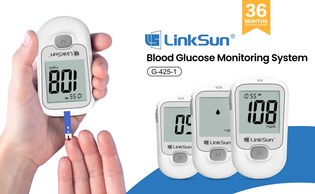 LinkSun G-425-1 Blood Glucose Meter Kit 50/100pcs Test Strips Lancets for Diabetes Monitor Digital Glucometer Blood Sugar Meter
