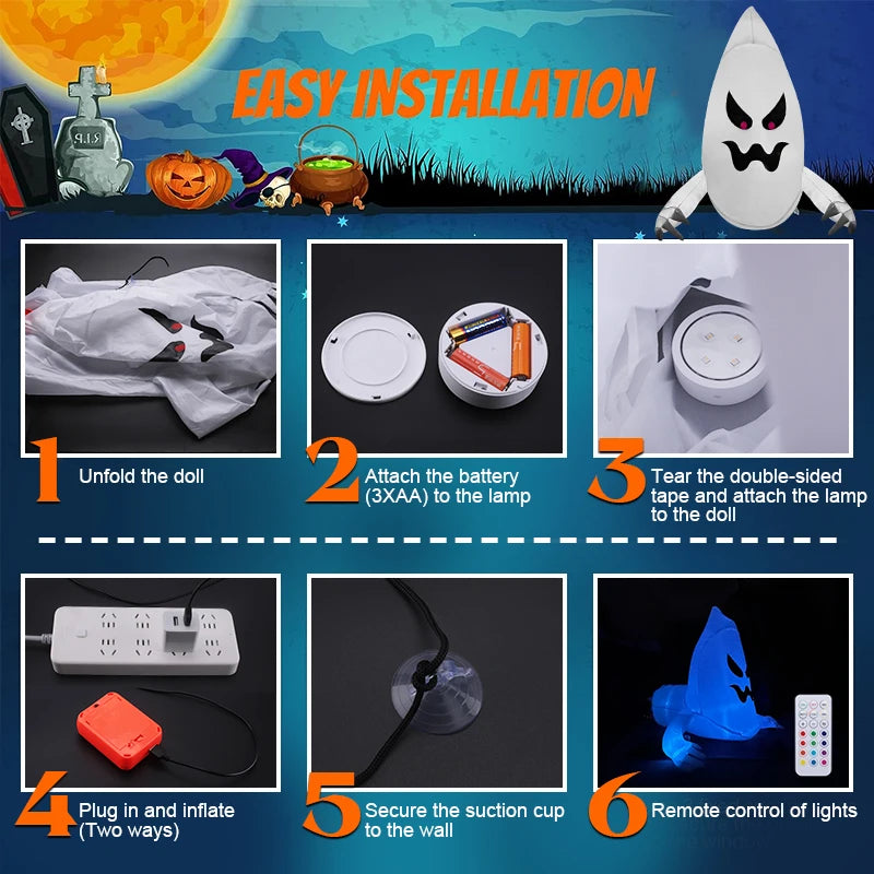 LED Crashing Ghost Window Inflatable Halloween Decoration