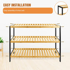3 Tier Bamboo Shoe Rack ,Black/Natural