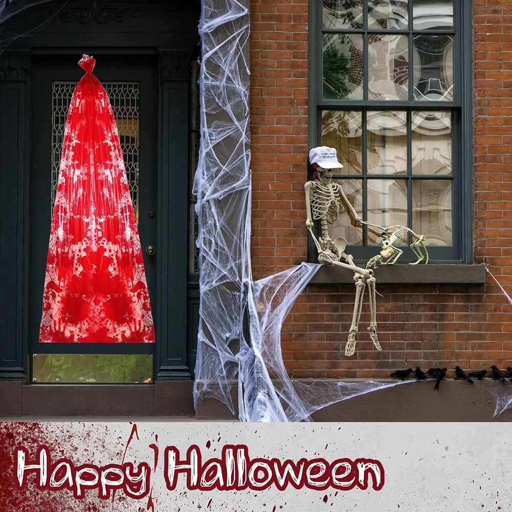 Horror Halloween Outdoor Decoration 59inch Creepy Corpse Props Set Scary Fake Bloody Body Bag Haunted House Hanging Decorations